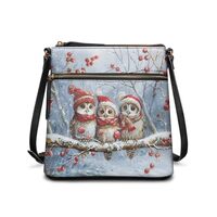 Coldinair Christmas Owl Crossbody Bags Leather Purses for Women Top Handle Handbag Purse Trendy Cros