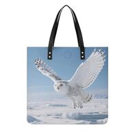RTFGHJS White Snowy Owl Work Tote Bag for Women Leather Shoulder Bag with Magnetic Buckle Purse And 