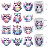 CHNVICK UV DTF Cup Wrap, 12 Sheets Whimsical Owls UV DTF Decals, Waterproof Rub On Transfer Stickers