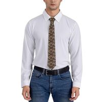 Adjustable Pre-tied Necktie for Men's Business Trips Owl Pattern Orange, Lightweight Silk for D
