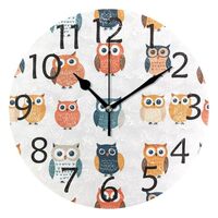 IRYULJX Cute Owl Lovely Silent Wall Clocks Battery Operated for Living Room 9.8 inch, Non-Ticking De