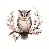 Owl Cherry Blossom Branch Through Wall PVC Vinyl Car Decals Stickers Waterproof Self-Adhesive Decals