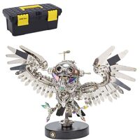 Nocturnal Owl 3D Metal Puzzle Steampunk Model Kit, 700+PCS Mechanical Owl with Light-Up Eyes, Hallow