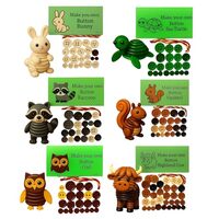 6 Set Craft Buttons For Crafting - Highland Cow Bunny Owl Raccoon Turtle Squirrel | Button Ornament 