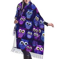 RVDO Cute Owl Women Scarf Warm Long Shawl Wraps Large Fringed Scarves 77 X 27 Inches