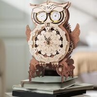 KBASE Owl Clock 3D Wooden Puzzle, Mechanical Model Kit, 12.20x8.66x5.12 inches, DIY Assembly Craft w
