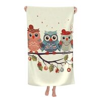 LKVNSWERT Cute Christmas Owls on Branch Bath Towel Super Soft Absorbent Bathroom Shower Towels Micro