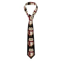 YYHWHJDE Owl wearing a scarf Prints Men's Necktie - Premium Polyester Fiber Tie for Business, D