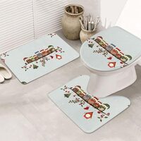 LGHDFYO Cute Christmas Owls On Branch Printing Bathroom Rugs Set, Flannel Non Slip Rug Set for Bathr