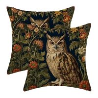 Abstract Vintage Floral Pillow Covers 20 x 20 Inch William Morris Owl Throw Pillow Covers Set of 2 F