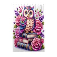ODAWA Colorful Cute Owl Flowers Fabric Bathroom Shower Curtain for Home Washable Hotel Bath Tub Curt