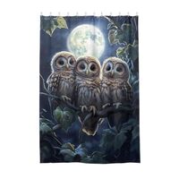 ODAWA Flower Fabric Shower Curtain Bathroom Long Cute Owls Floral Bathroom Decor Washable Standard B
