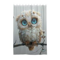 ODAWA Fabric Bathroom Shower Curtain Long Cute Owl Floral Print Heavy Duty Home Bathroom Decor Bath