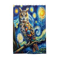 ODAWA Watercolor Fabric Shower Curtain for Bathroom Long Starry Night Owl Bathroom Decor Waterproof