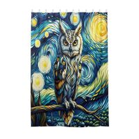 ODAWA Bathroom Shower Curtain Fabric Cute Starry Night Owl Painting Washable Home Bathroom Decor Hot