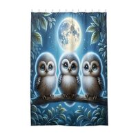 ODAWA Fabric Bathroom Shower Curtain Long Colorful Washable Standard Bath Tub Curtain Cute Owls Bird