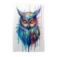 ODAWA Fabric Bathroom Shower Curtain Long Colorful Owl Feathers Waterproof Bathroom Decor Standard B