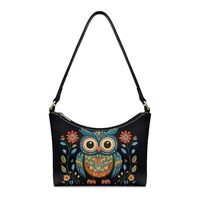 SAJJWHHR Owl Flower Print Shoulder Purse for Women, Lightweight Vegan Leather Underarm Sling Bag wit