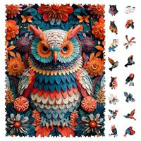 MEATRN Multicolored Owl Wooden Puzzles for Adults - 200 Pieces Natural Wood Jigsaw Puzzle, Laser-Cut
