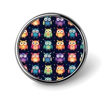 Cartoon Owl Colorful Print Enamel Pins for Backpack - Cute Jacket Coat Hat Bags Badge Pins, Funny Un