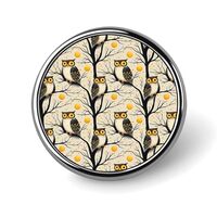 Vintage Owl Tree Pattern Print Enamel Pins for Backpack - Cute Jacket Coat Hat Bags Badge Pins, Funn