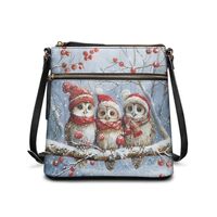 Glomenade Christmas Owl Crossbody Bags for Women, Small Leather Purse Crossbody Handbag Lightweight 