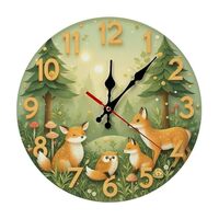 LISSAHNE Forest Foxes Owl Clock 2D-gigapixel-standard-width-3000px Wall Clock, Silent Non Ticking Ba
