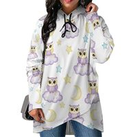 GemGam Fall Womens Hoodies Cute Owls Clouds Pattern Long Sleeve Drawstring Hoodie Pullover Casual To