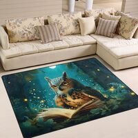 ALAZA Leaf Owl Bird Moon Non Slip Area Rug 4'10" x 6'8" for Living Dinning Room 
