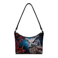 SAJJWHHR Owl Flower Print Shoulder Purse for Women, Lightweight Vegan Leather Hobo Purse Tote Bag wi
