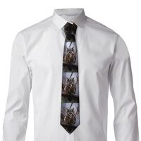 FodPand Classic Men's Silk Tie Owl on a branch Necktie Skinny Neck Ties Formal Neckties for Wed
