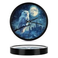 XJUJKCTA Snowy Owl Moonlight Wall Clock Silent Non-Ticking Decorative Wall Clocks Battery Operated 1