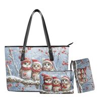 Yexignaon Christmas Tote Bag and Wallet for Women Cute Owl Pattern Large Shouder Bag with Wallet Lig