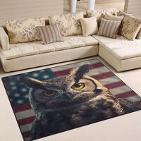 ALAZA Funny Owl American Flag Non Slip Area Rug 4'10" x 6'8" for Living Dinning 