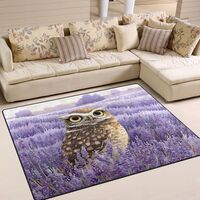 ALAZA Owl Lavender Flower Bird Non Slip Area Rug 4'10" x 6'8" for Living Dinning