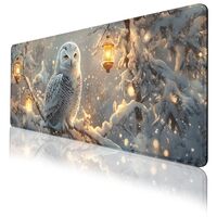 Snowy Owl Gaming Mouse Pad Warmth Christmas Lantern Snowflakes Mousepad Extended Large Laptop Keyboa