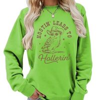 GDDAY Hootin' Leads To Hollerin Women's Fall Winter Sweatshirts Cute Owl Graphic Casual Lo