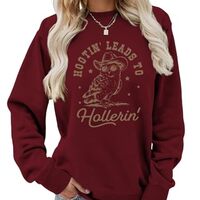 GDDAY Hootin' Leads To Hollerin Women's Fall Winter Sweatshirts Cute Owl Graphic Casual Lo