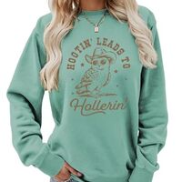 GDDAY Hootin' Leads To Hollerin Women's Fall Winter Sweatshirts Cute Owl Graphic Casual Lo