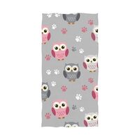 Decorative Bath Sheets Extra Large 32 x 64 Inch, Cute Owls White Footprint Grey Blanket Bathroom Tow