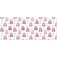 OTVEE Pink Owls Flowers Pattern Design Birthday Wrapping Paper Roll, Mini Roll Gift Wrap Perfect for