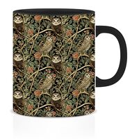 BUJSP William Morris Owl Floral Mug,Owl Gifts for Women Men Lovers，Dark Floral Botanical Animal Co