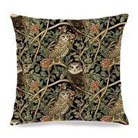 EUYTHNGYF Vintage William Morris Owl Floral Pillow Covers 18x18,Dark Cottagecore Bird Decor,Rustic F