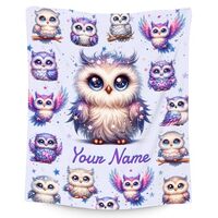 Toddlers Blanket Gifts, Girls Owl Blankets, Personalized Cute Owl Gifts for Granddaughter Daughter, 