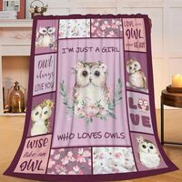 Just A Girl Who Loves Owls Blanket for Girls Kids Women Adults Soft Cozy Flannel Fleece Owl Flower T