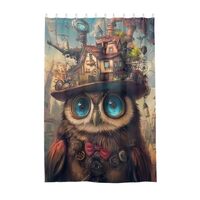 ODAWA Long Shower Curtain for Bathroom Fabric Whimsical Owl Painting Washable Home Decor Hotel Bath