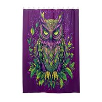 ODAWA Colored Fabric Shower Curtain for Bathroom Cute Vintage Owl Floral Purple Home Bathroom Decor