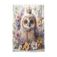 ODAWA Fabric Shower Curtain Bathroom Long Cute Owl Flowers Print Heavy Duty Bathroom Decor Tub Showe