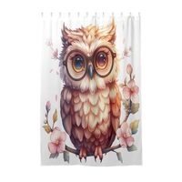 ODAWA Bathroom Fabric Shower Curtain Long Cute Owl Wearing Flowers Heavy Duty Standard Bathtub Curta