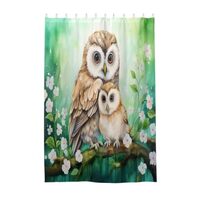 Fabric Shower Curtain for Bathroom Long Cute Owl Flowers Waterproof Bath Tub Curtains Modern Home De